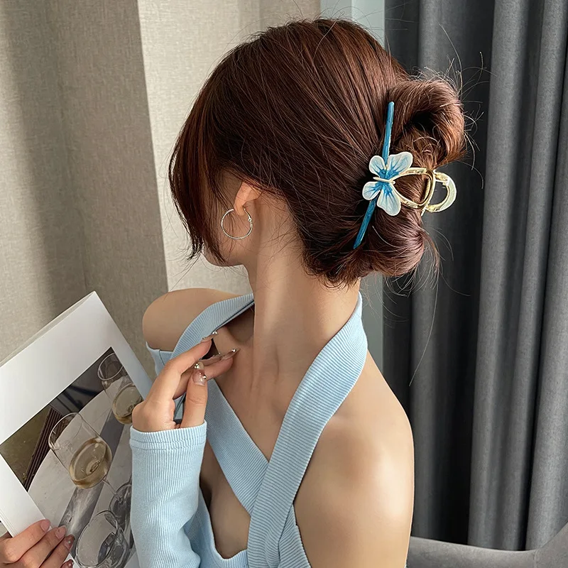 11.5CM Large Size Korean Fashionable Style Hair Claw Clip Metal Alloy Butterfly Shark Clip Hair Accessories For Women