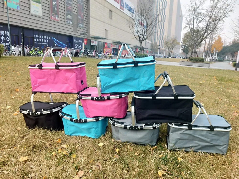 2022 New Hot Customized Folding Picnic Bag Insulated Cooler Basket Outdoor Camping Picnic Basket