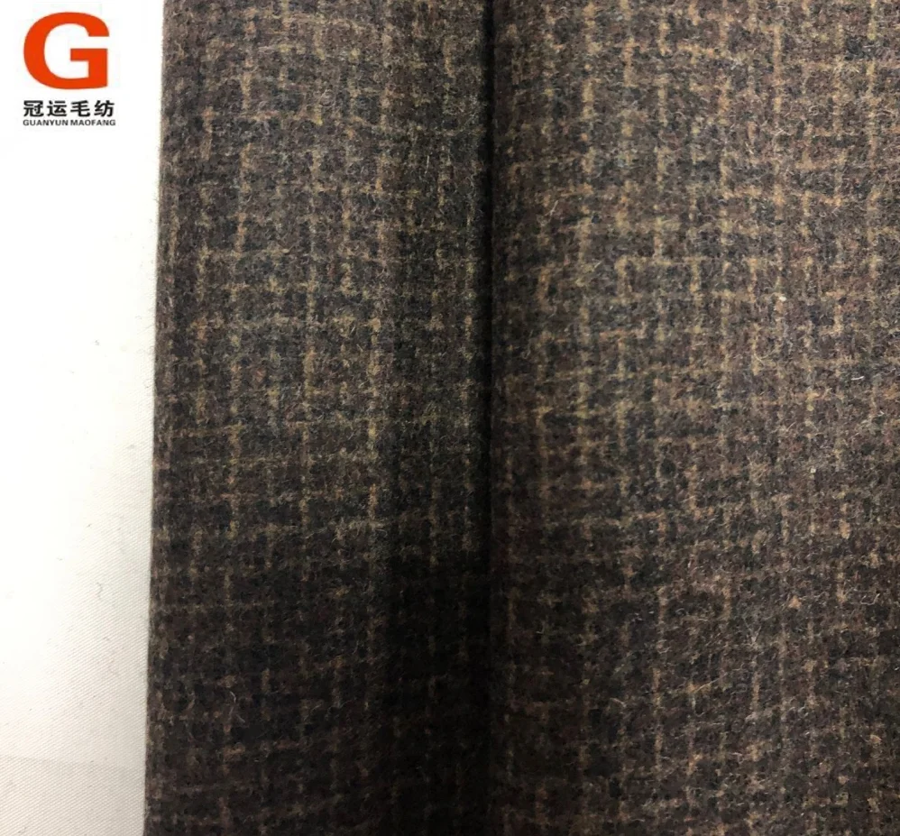 High quality plaid check wool and cashmere fabric for suit