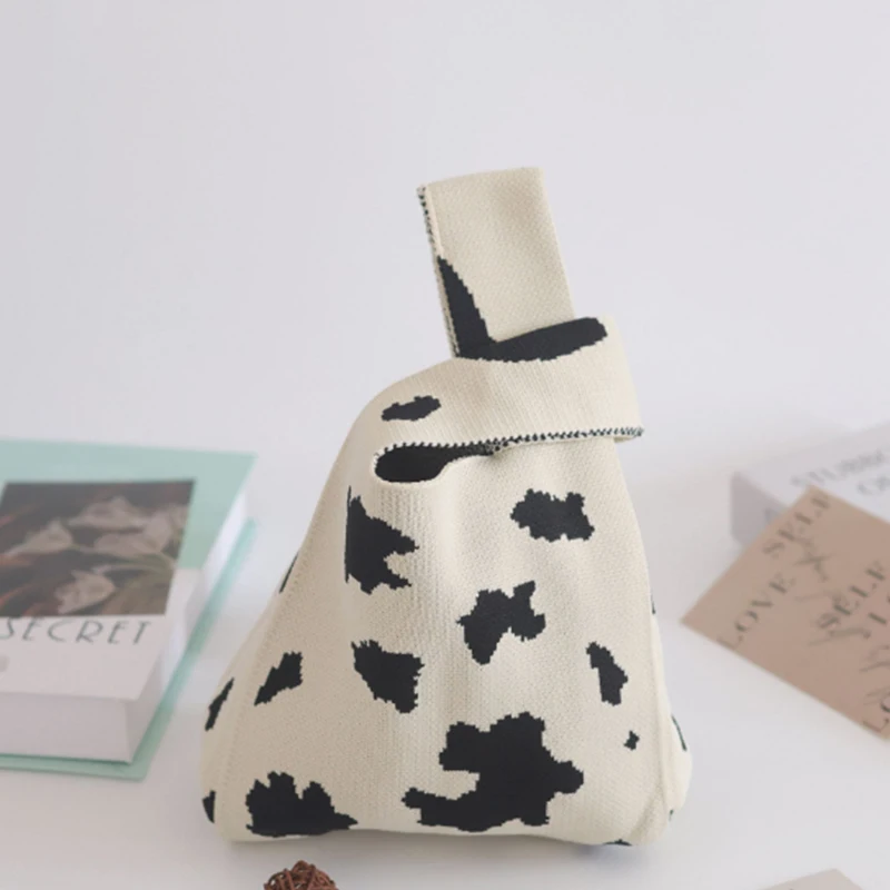 Custom Trend Knitted Handbag Bag DIY Knitting Crochet Bags Light Weight Foldable Knit Bag For Shopping