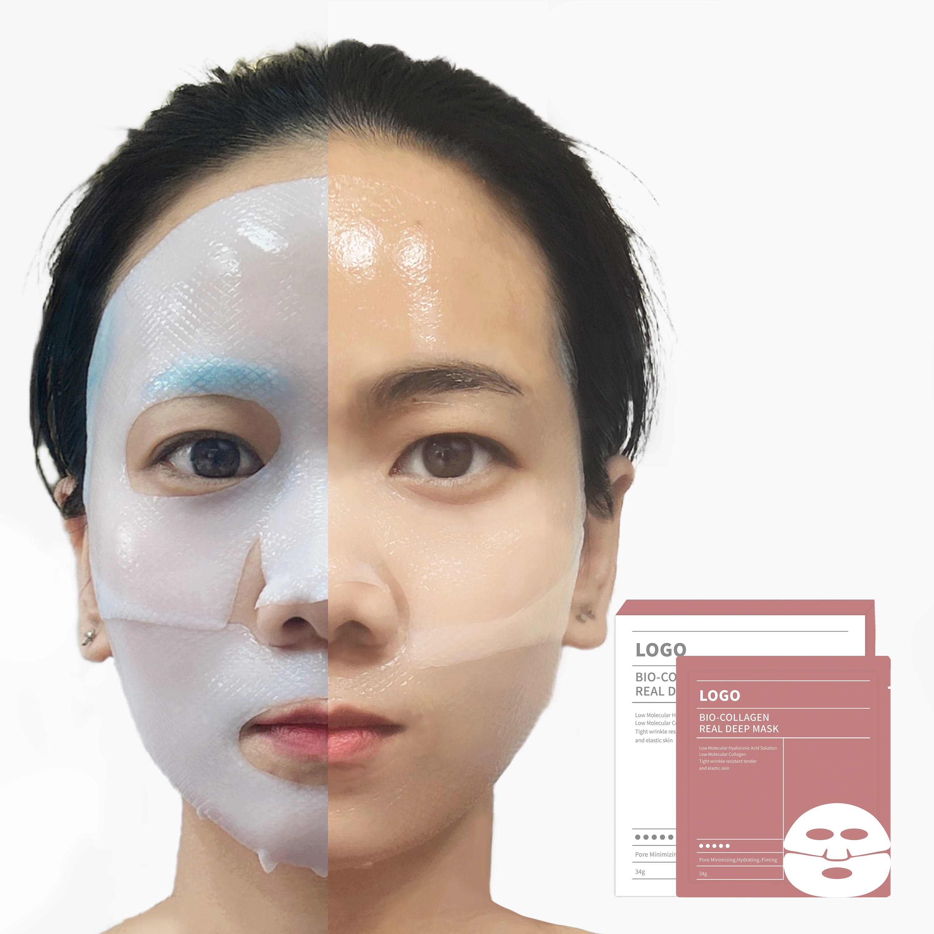 Wholesale Customizable collagen face mask Korean Lighting hydrocolloid moisturizing skin Care bio-collagen real deep mask