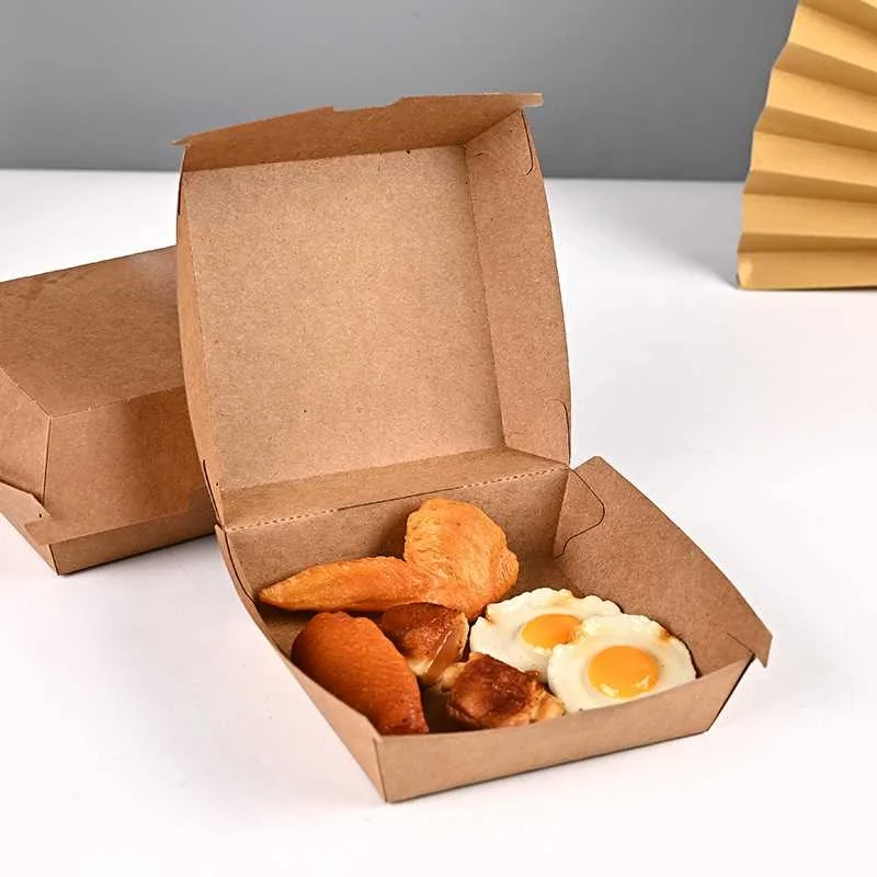 Wholesale Custom Kraft Paper Burger Box Hamburger Box Take Fast Food Out To Go Container