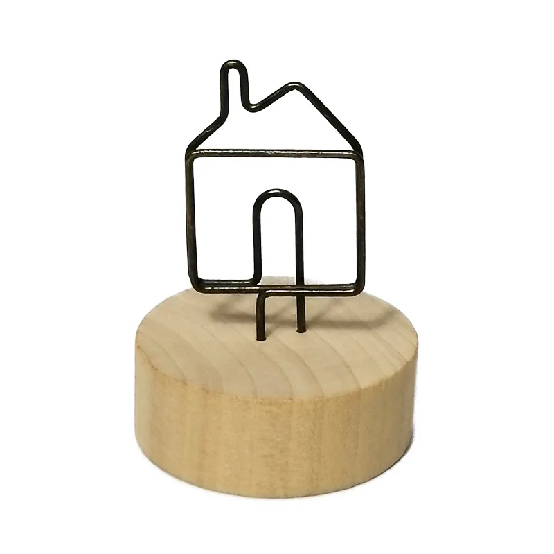 Wood Table Number Holders Wooden Desktop Decoration Note Holder Creative Design Desk Label wooden iron round photo card holder