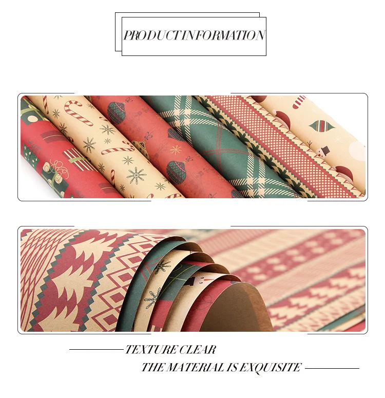 Retro kraft paper snowflake wrapping paper for Christmas gift box