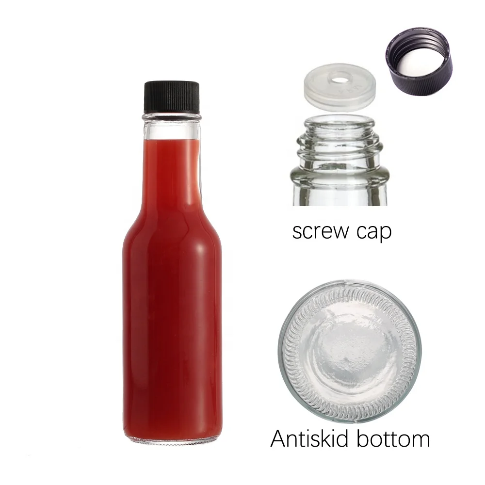 Factory Wholesale 5 Oz 150 Ml 200 Ml Hot Sauce Bottle Glass Bottles With Screw Cap