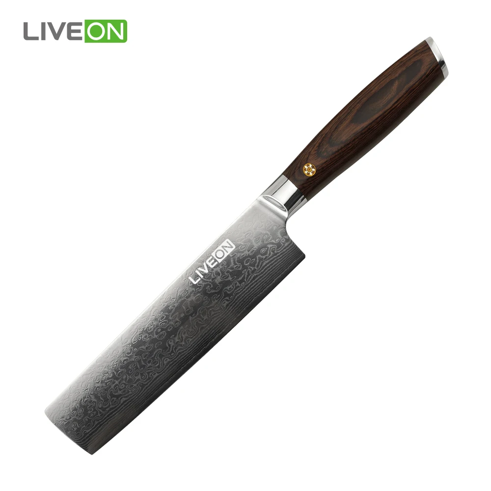 Professional 67 layers Damascus Kitchen Nakiri Knife with Pakka Wood Handle