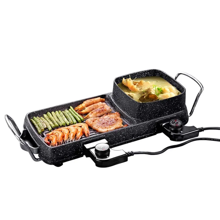 Multifunction pans Electric bbq grill pan  factory wholesale electric griddle with hotpot high quality roasting  teppanyaki pan