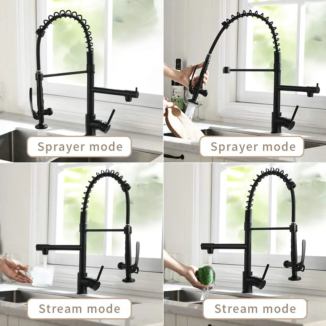 Factory Supply Pull down Sink Faucet Brass Water Taps  Black Faucets Kitchen Faucet