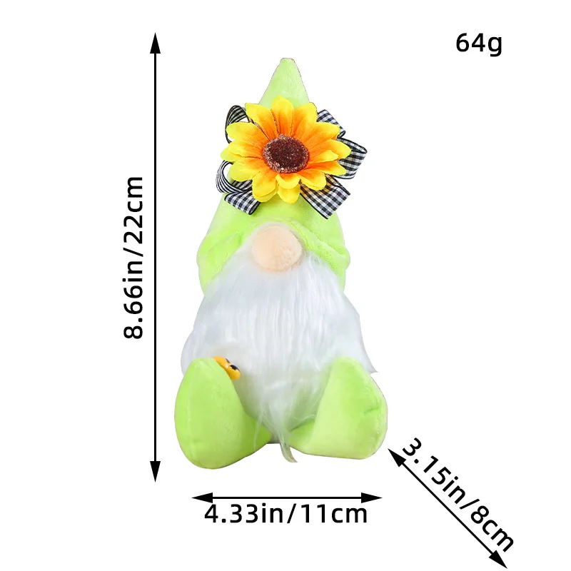 HLY Christmas Halloween Decoration Gift Bee Dwarf Faceless Doll Lovely Sunflower Bee Doll Ornaments for Holiday Gifts