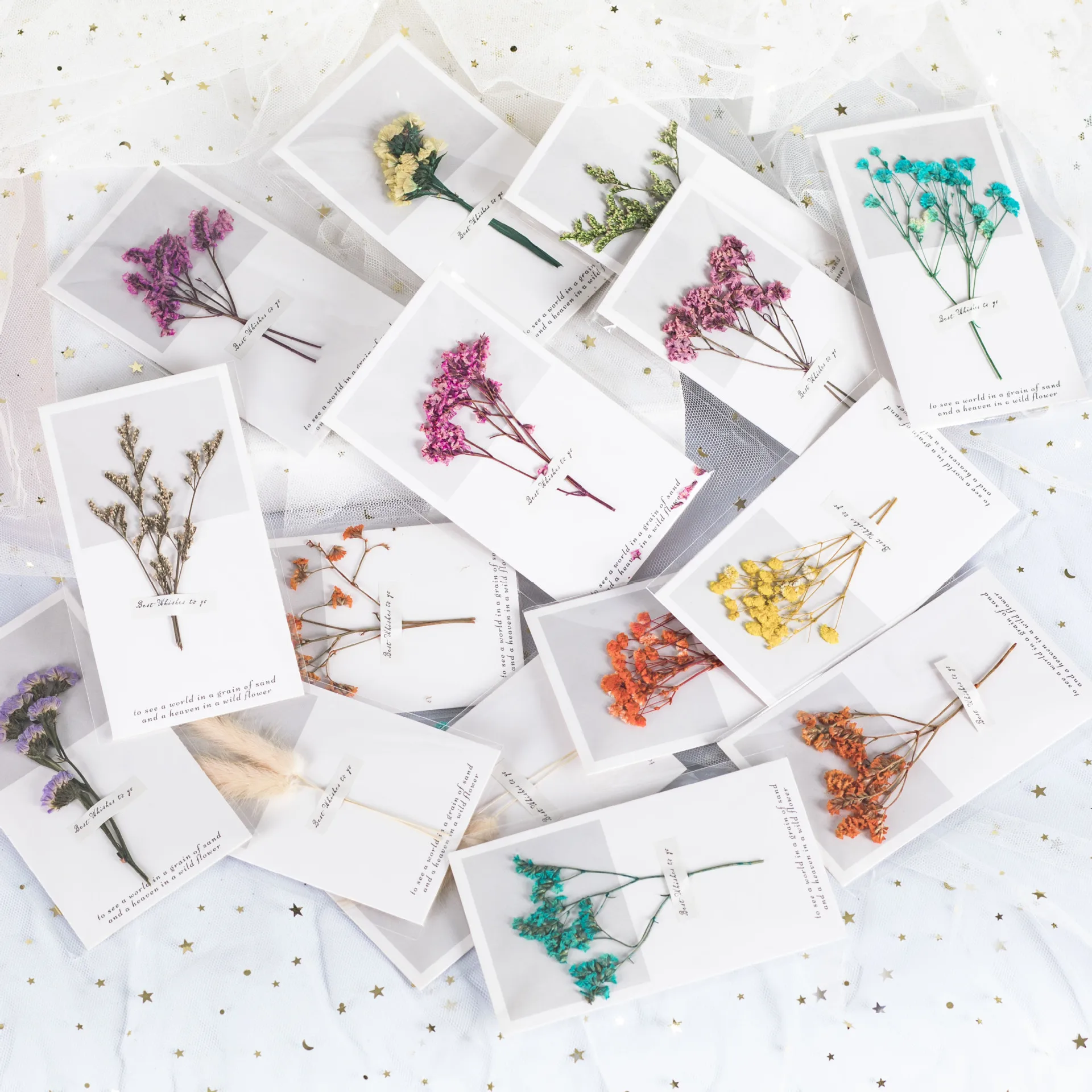 Paper Crafts Dried Flowers Greeting Cards Mini Greeting Cards Customer Greeting Card With Dried Flower