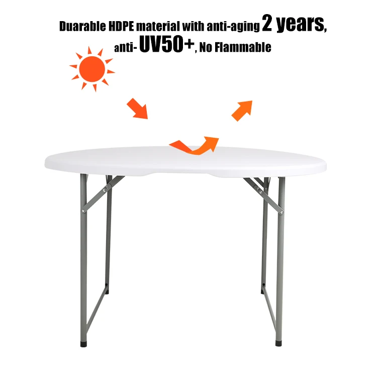 EMERSON Easy Carry Folding Round Table Outdoor Picnic Large Table Plastic Folding Tables