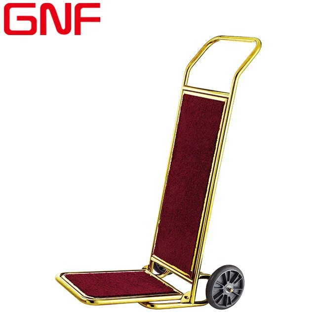 Складная металлическая багажная тележка GNF для вестибюля отеля Золотая