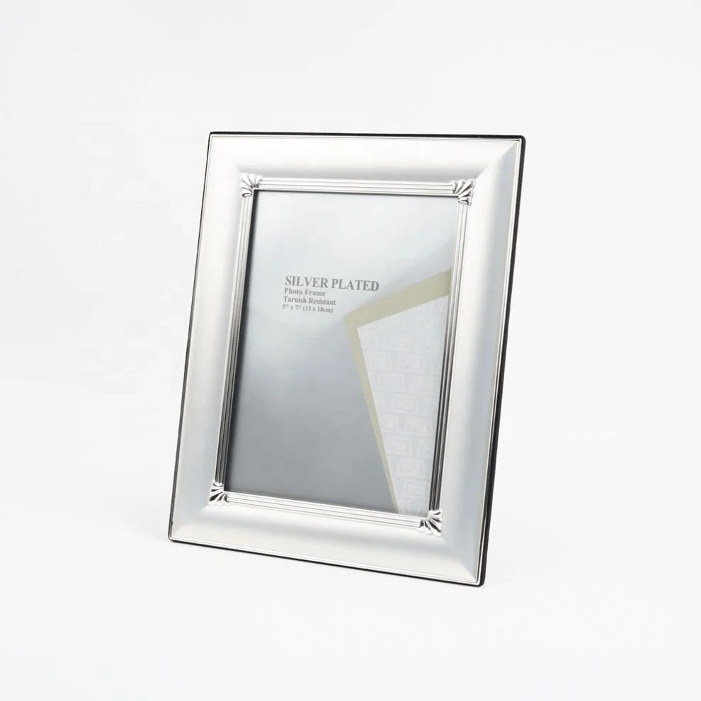 Simple Silver Plated Metal Photo Frame For Wedding Family Picture
