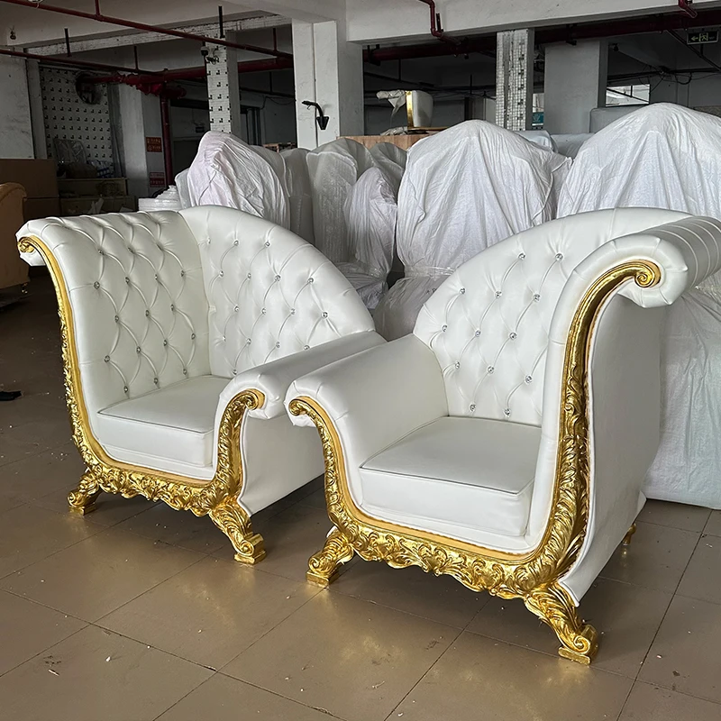 Latest Designed Luxury Party Furniture Gold Wedding Royal King Throne Chair Queen Sofa For Wedding