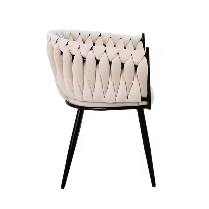 Curved Edges Back Velvet Accent Chairs Restaurant Hall Leisure Comfort Fabric Dining Room Furniture Chair