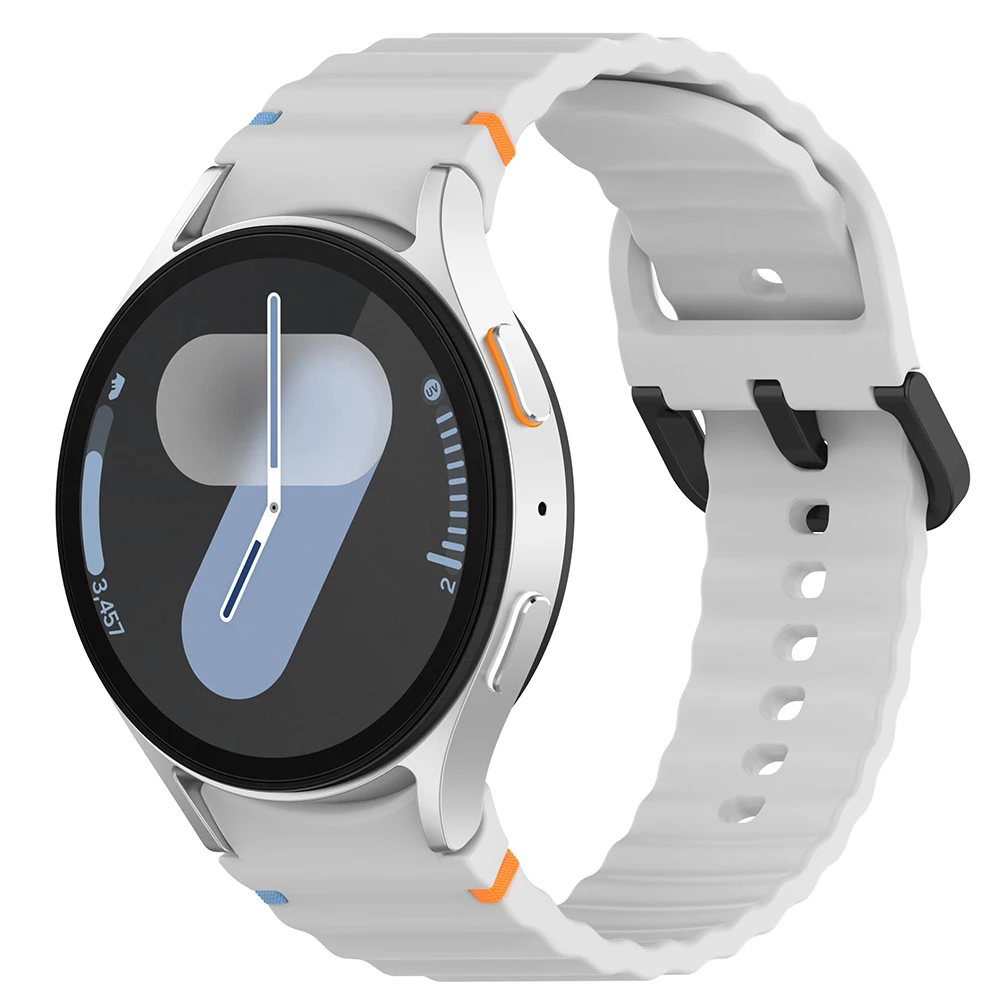 Quick Fit Silicone Wavy pattern Band For Samsung Watch5/6/7 Push button silicone strap For Galaxy Watch5 pro silicone Watchband