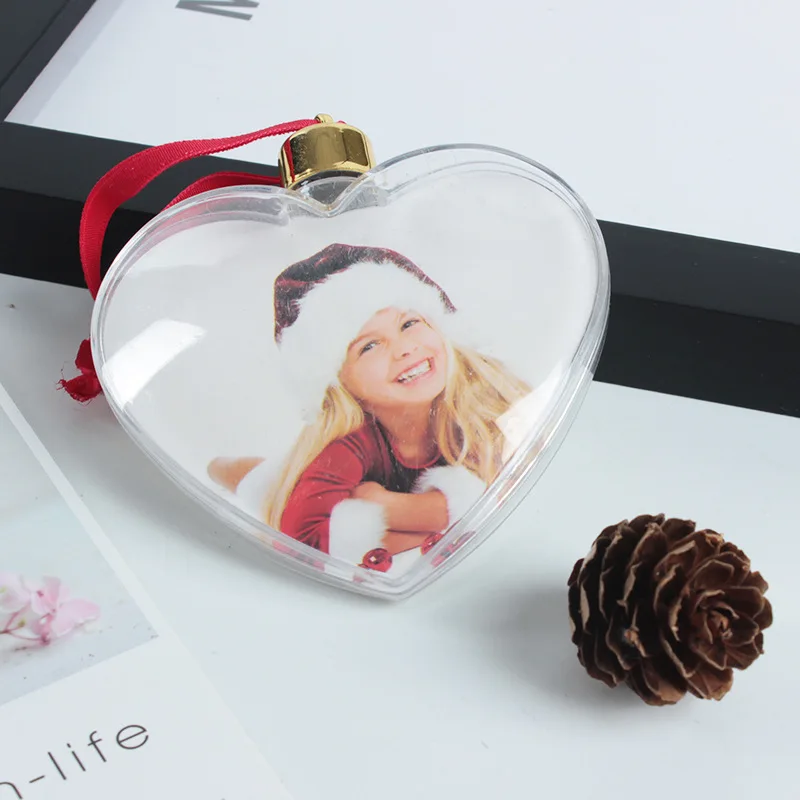 wholesale merry christmas tree decorative heart  ball christmas photo bauble decorative plastic photo ball