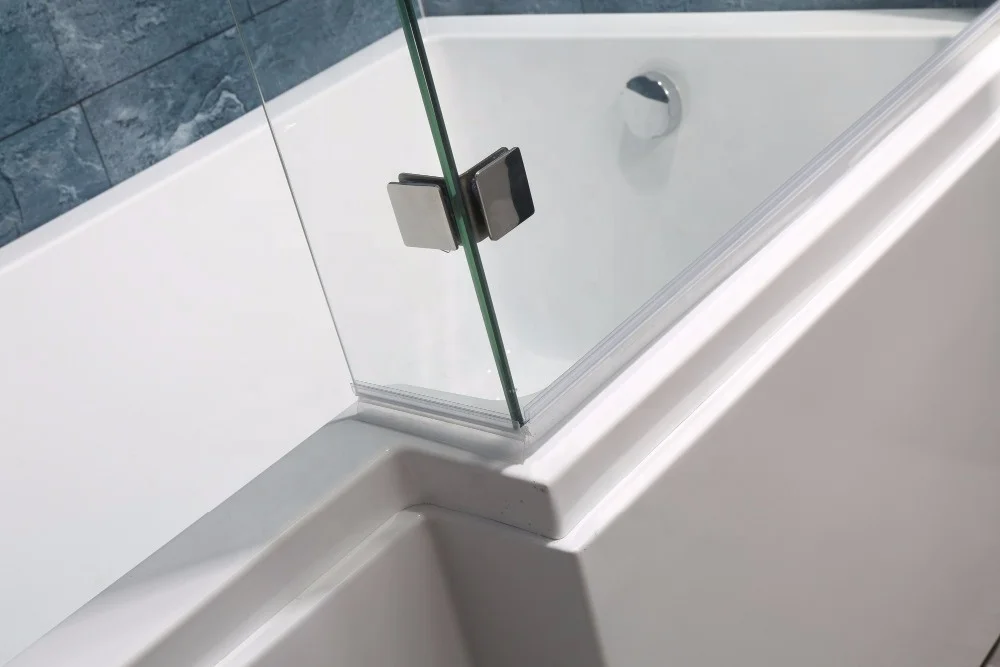 New L shaped walk in bathtub with shower screen combo extension