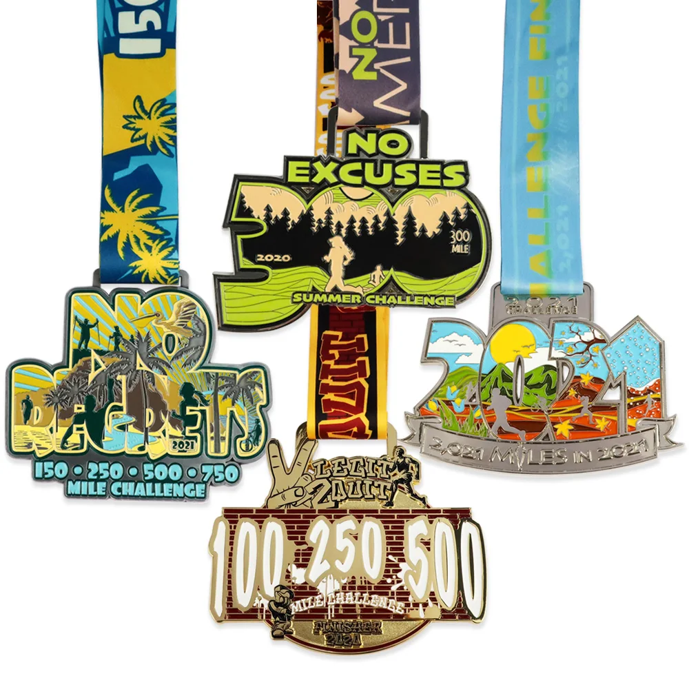 Metal Medal Custom Sports Medal Marathon Running Race Awards Medal With Ribbon