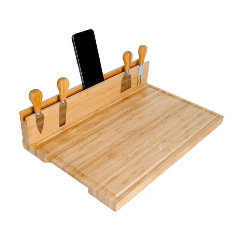 Bamboo Cutting Board Charcuterie Board Set Cheese Serving Tray with Cheese Knife Set with Magnetic Knife Holder Cutting Board
