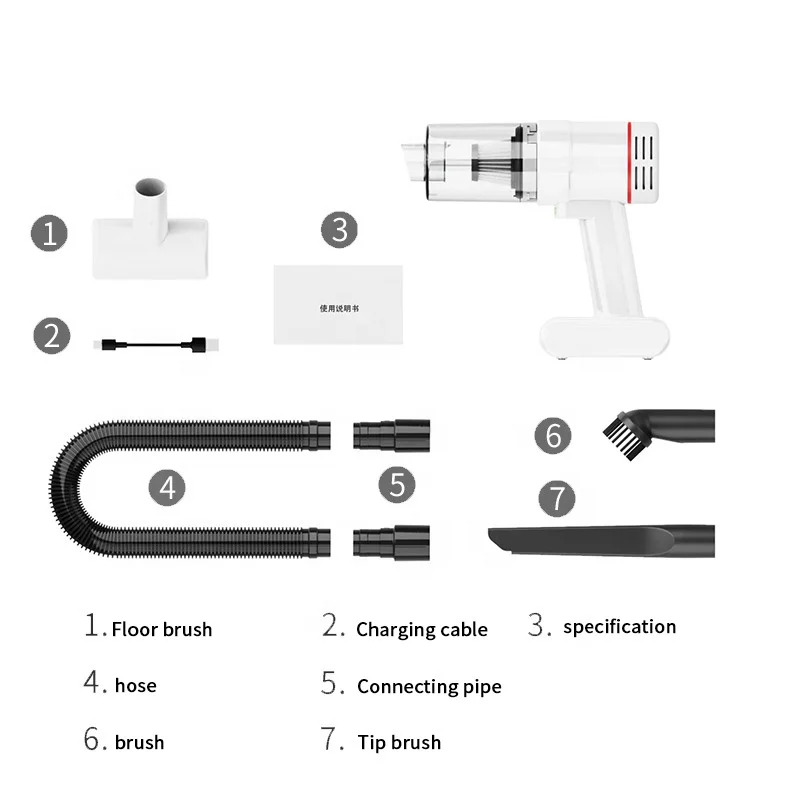 100W Cordless Handheld Stick Vacuum Cleaner Portable Cleaning Mop Cleaner 3*2000mAh Battery Capacity
