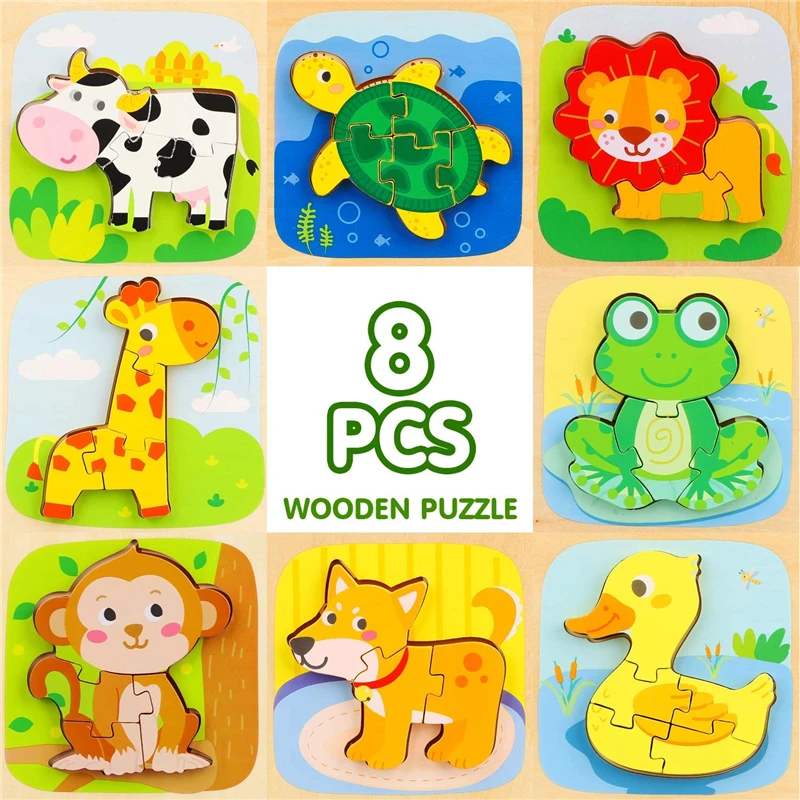 Wholesale hot selling children 3D Cartoon Sea horse turtle frog early education Underwater animals custom jigsaw puzzle