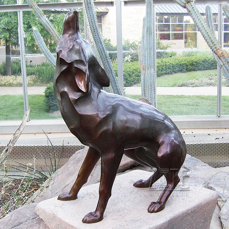 Outdoor Decoration Metal Craft Life Size Brass Bronze Wolf Sculpture