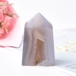Natural Crystal Agate Polished Square Crystal Point Agate Geode Crystal Tower