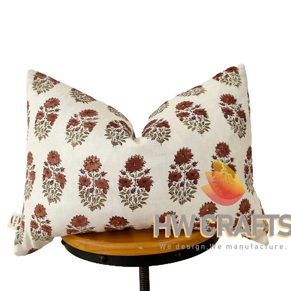 Custom Design King Bedding Block Pattern Pillowcase, Queen Pillow Cover Nature Cotton Printed for Home Hotel or Hospital Use/