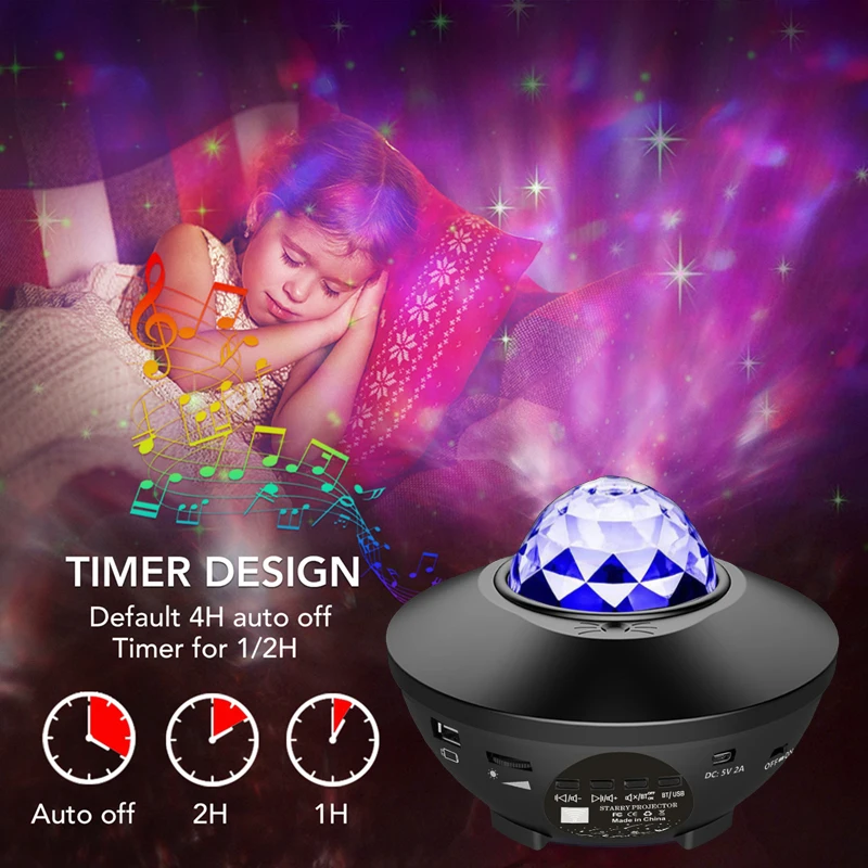 Remote Control Music Starry Projector Baby Star Night Light Wireless Speaker Smart Galaxy RGB Lamp