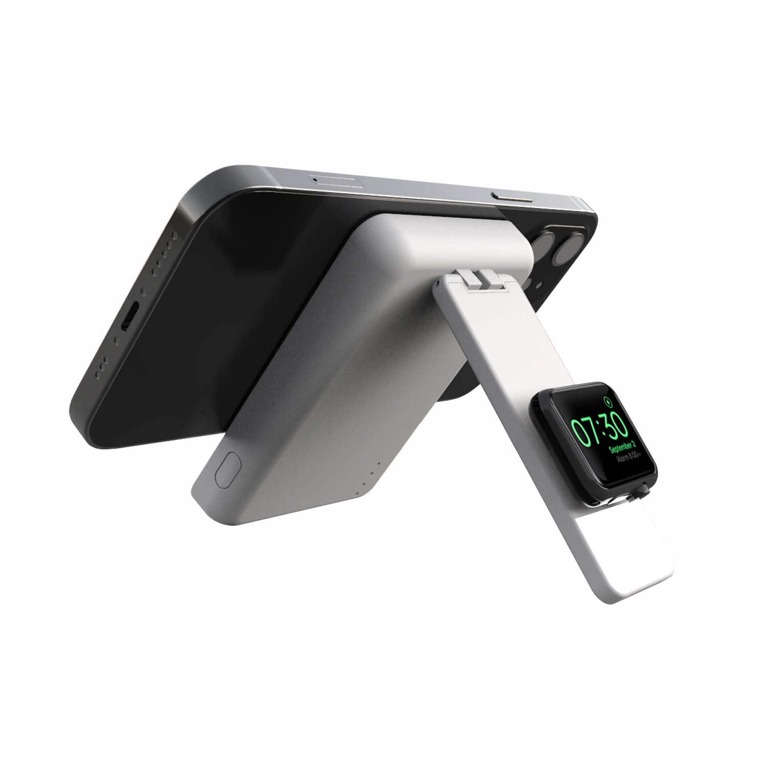 2021 latest innovation product 15W 4 in 1 magnetic wireless charger power bank with phone holder LED fill light