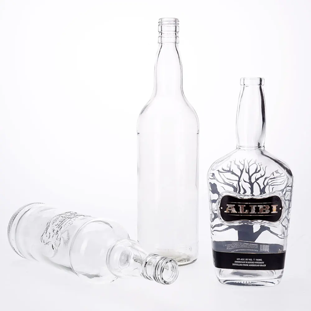 VISTA Factory Sale High Quality Various Customizable Liquor Glass Whisky Bottle Empty Grain Wine Glass Whisky Bottle