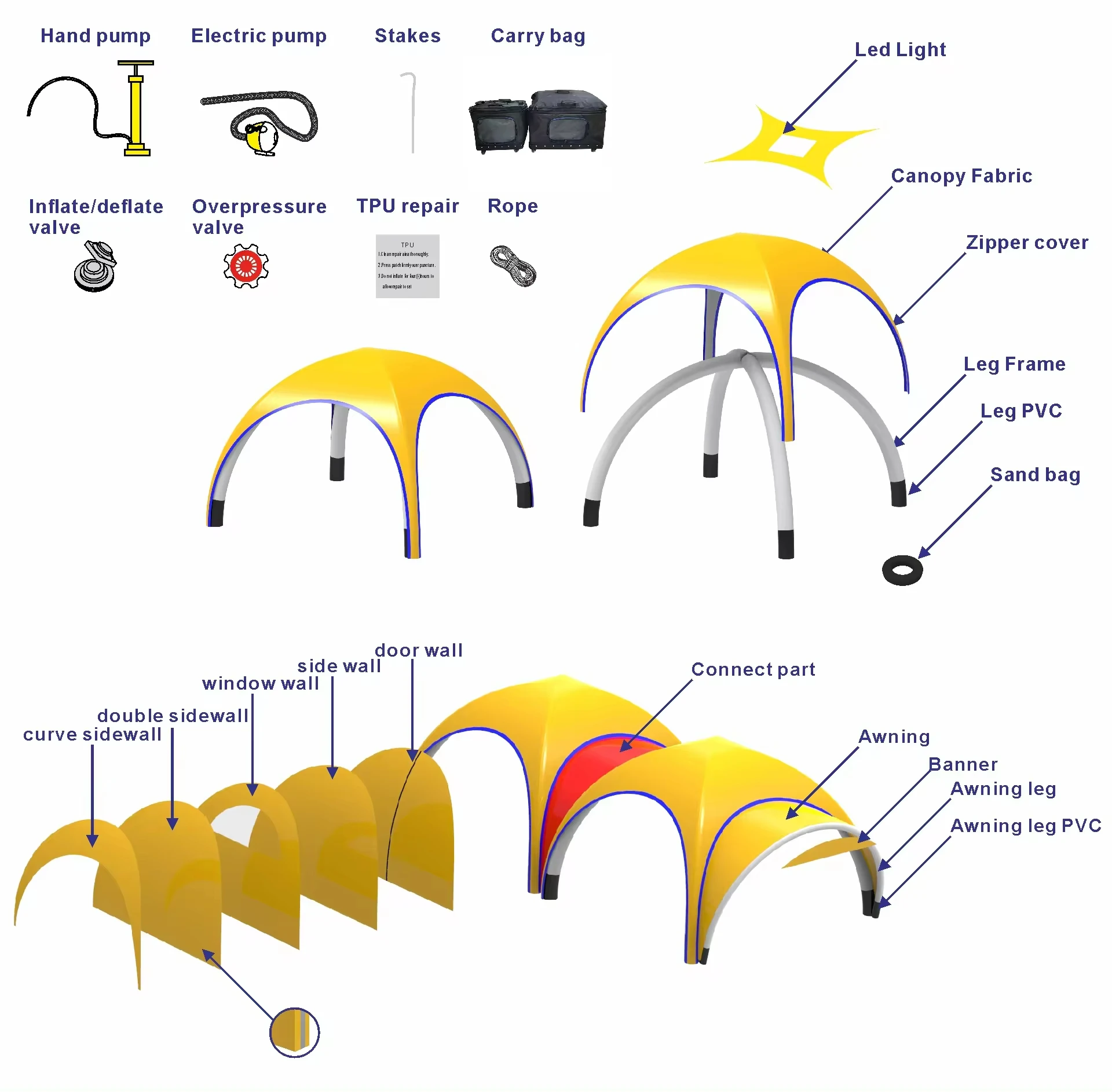 CATC Customize Advertising Event Tents Display Color Printed Flame Retardant Portable Outdoor Exhibition Inflatable Event Tents