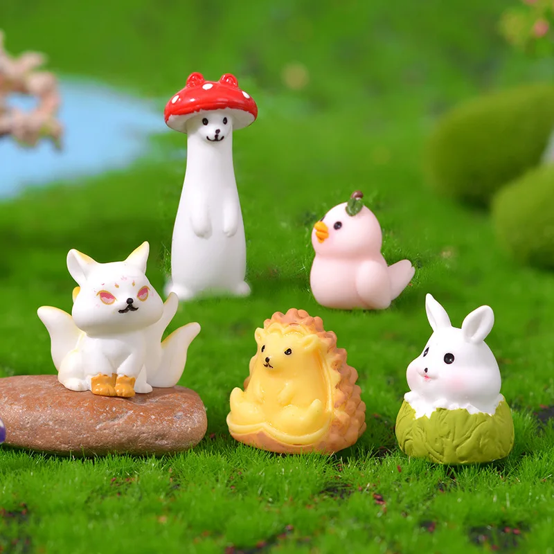 Micro landscape ornaments cute simulation fruit animal garden pot creative decorative crafts wholesale resin craft