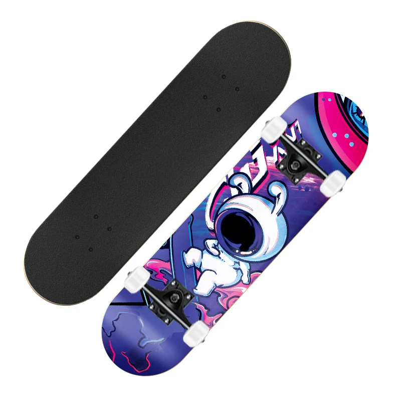 New Arrival 31*8 Inch Colorful Heat Transfer Pattern Skate Board 90A PU Wheels 7 Layer Maple Wood Double Rocker Skateboard