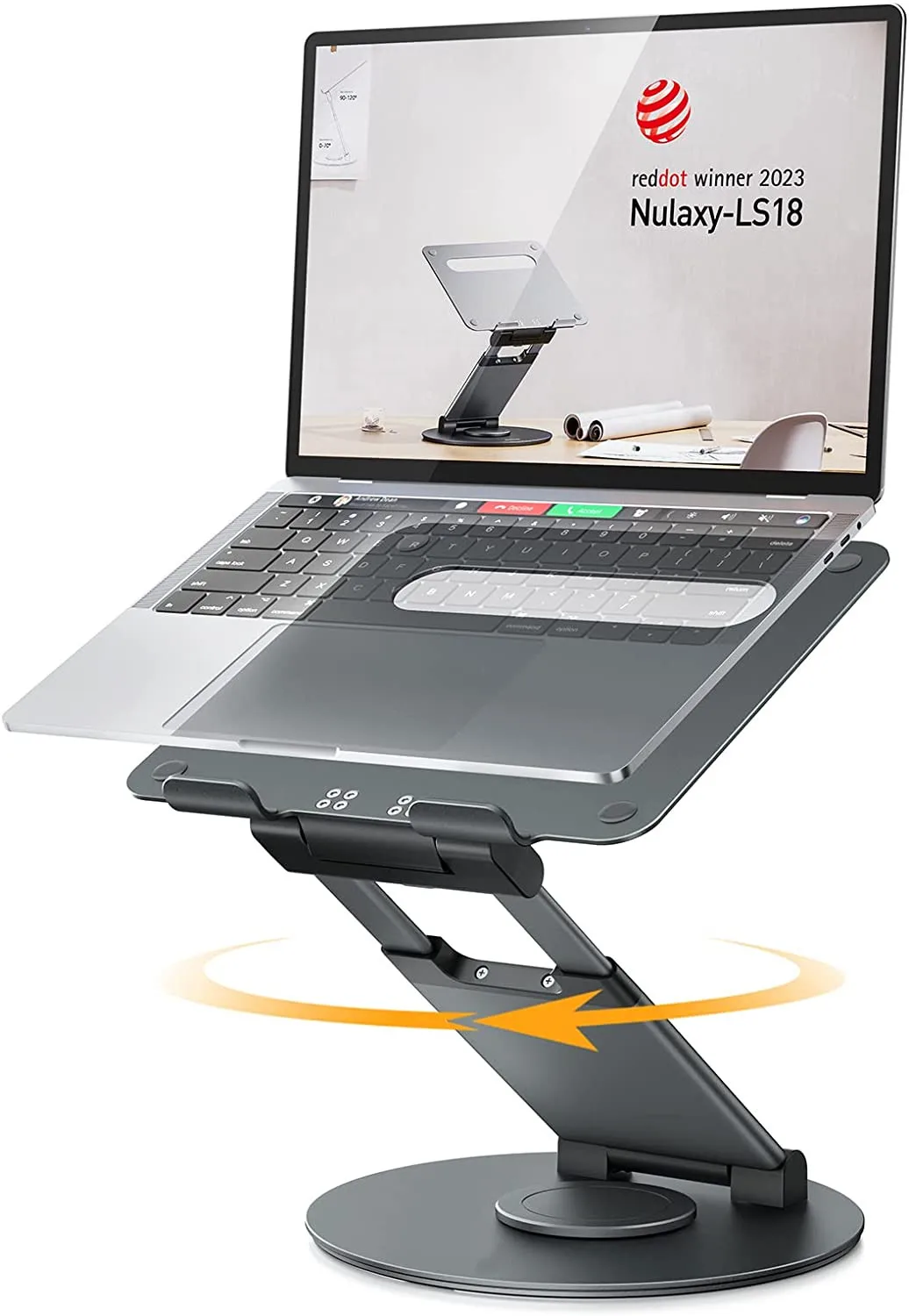 Height Angle Adjustable Ergonomic Desk Sit to Stand pull out design aluminum 360 rotating laptop stand