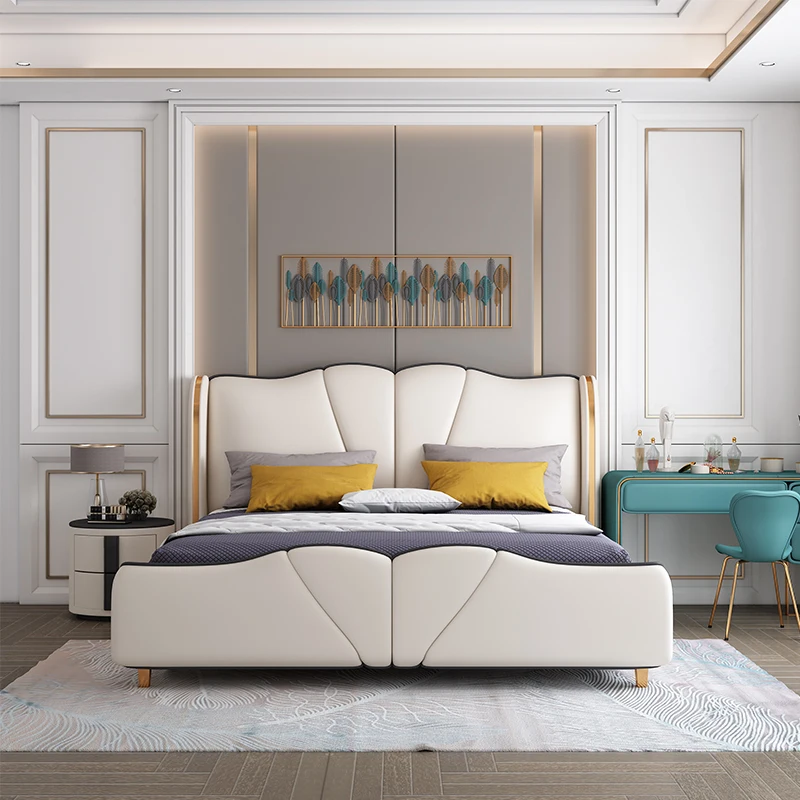 high quality modern luxury furniture 180*200 king size queen double storage leather upholstered twin over twin single adult bed