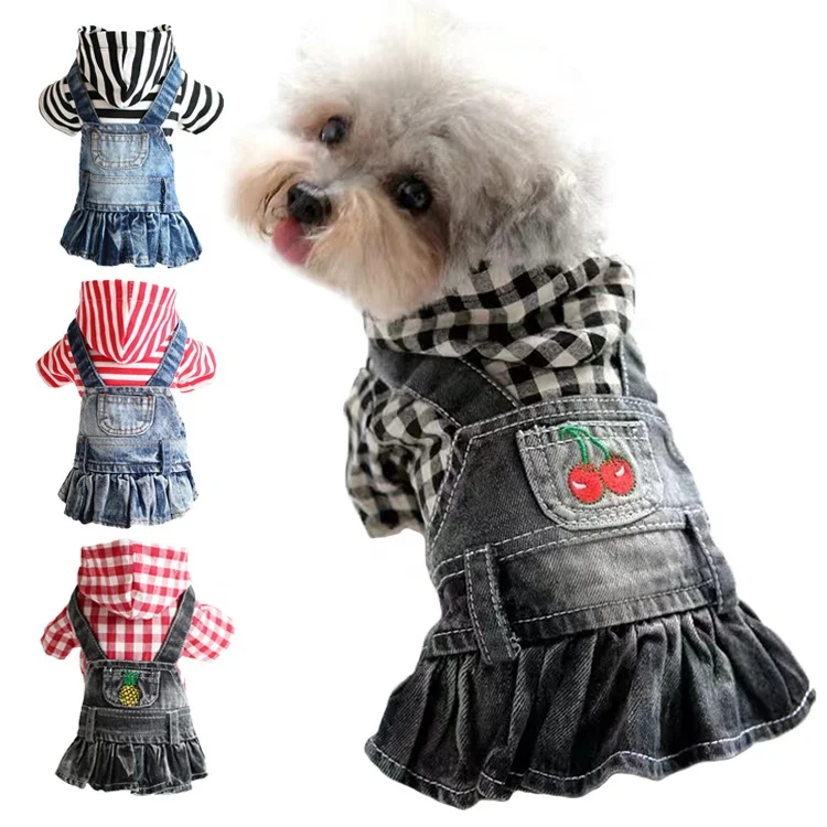 Luxury Clothes Casual Cowboy Rompers Pants Jeans Pet Dog Vests Dress