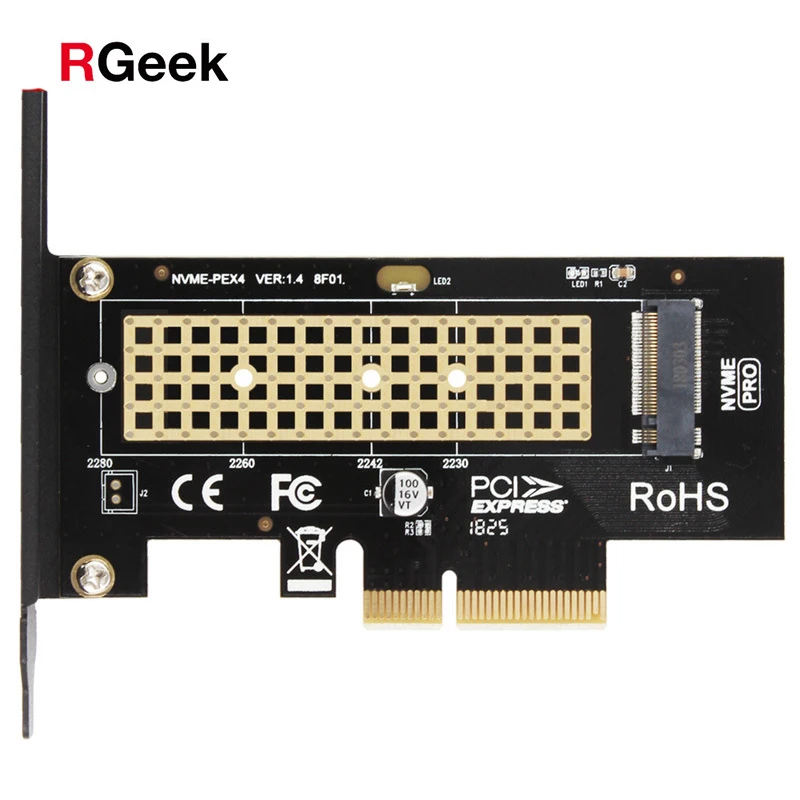 RGeek M.2 to PCIE3.0 Pcie 3.0 NVME SSD Adapter card Full Speed X4 2230-2280 Expansion M KEY Not Support SATA NGFF