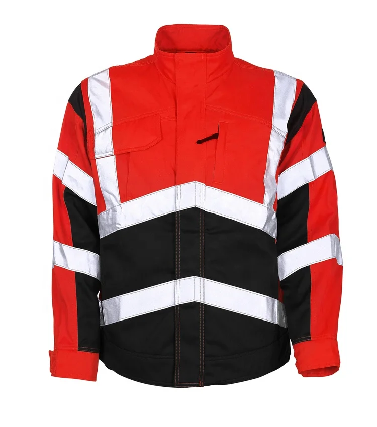 Wholesale Security Parka Waterproof Insulated Upper Reflector Jacket with Rib Adjustable Hood Rain Wear Vest Uniform