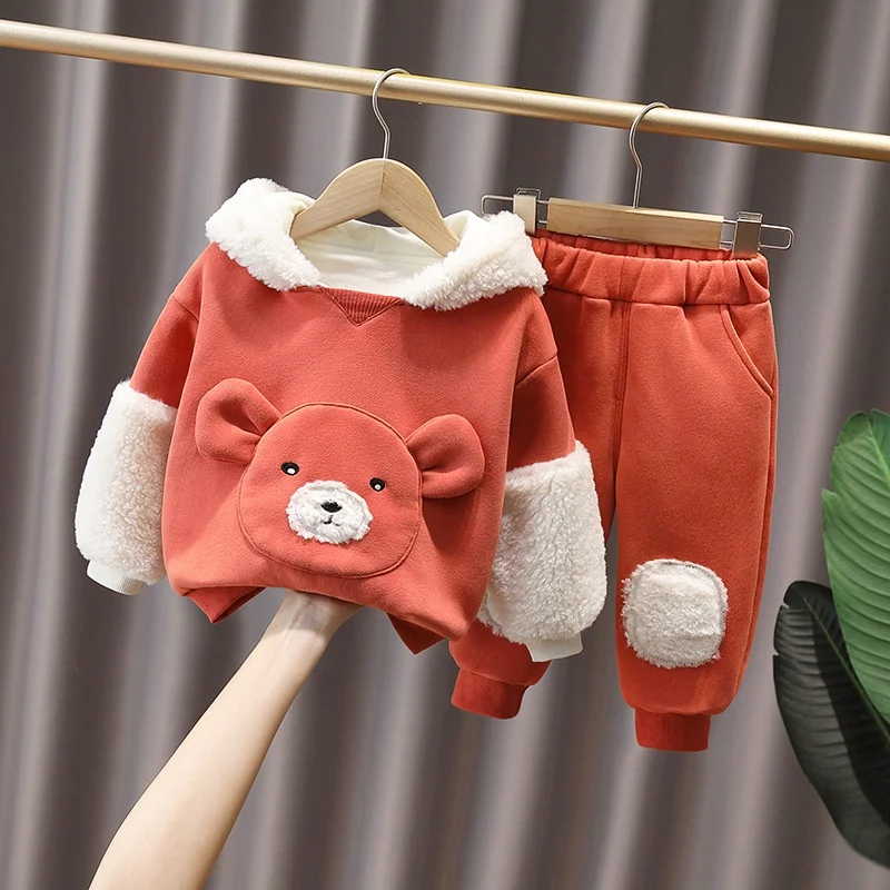 Wholesalers Kids Clothes Children Clothing Two Pieces Set Cute Suits Winter Hoodies Boys Clothing Sets