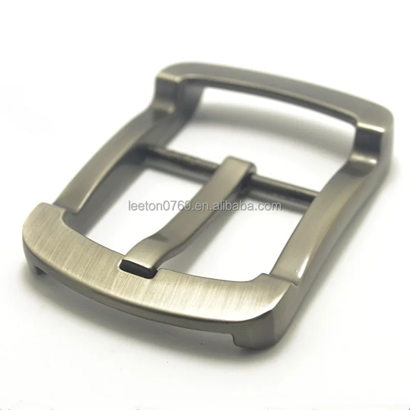 Stock supply high quality 40mm brush shiny nickel genuine leather belt pin buckle for men