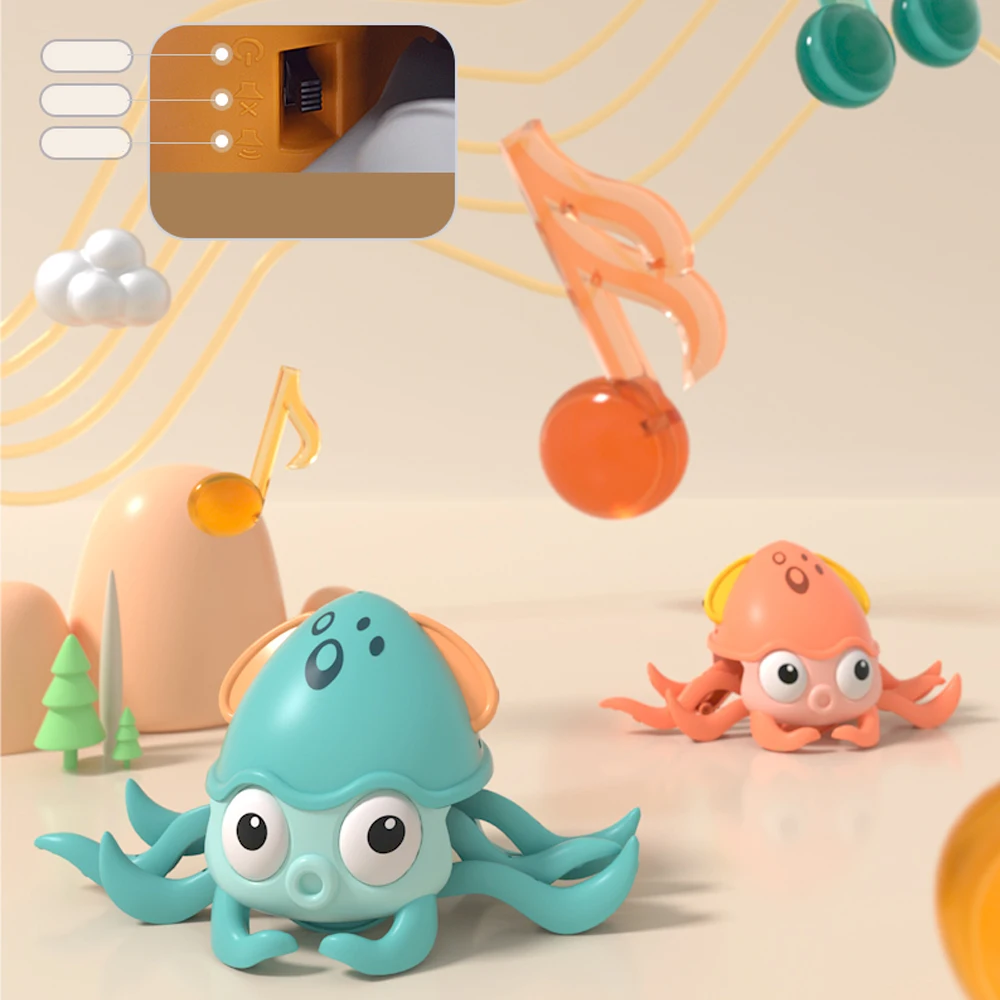 Hot selling product Cartoon Cute Octopus Beach Bath with Wind-up Clockwork Interactive Walking Moving Babies Sensory Crawl Toys