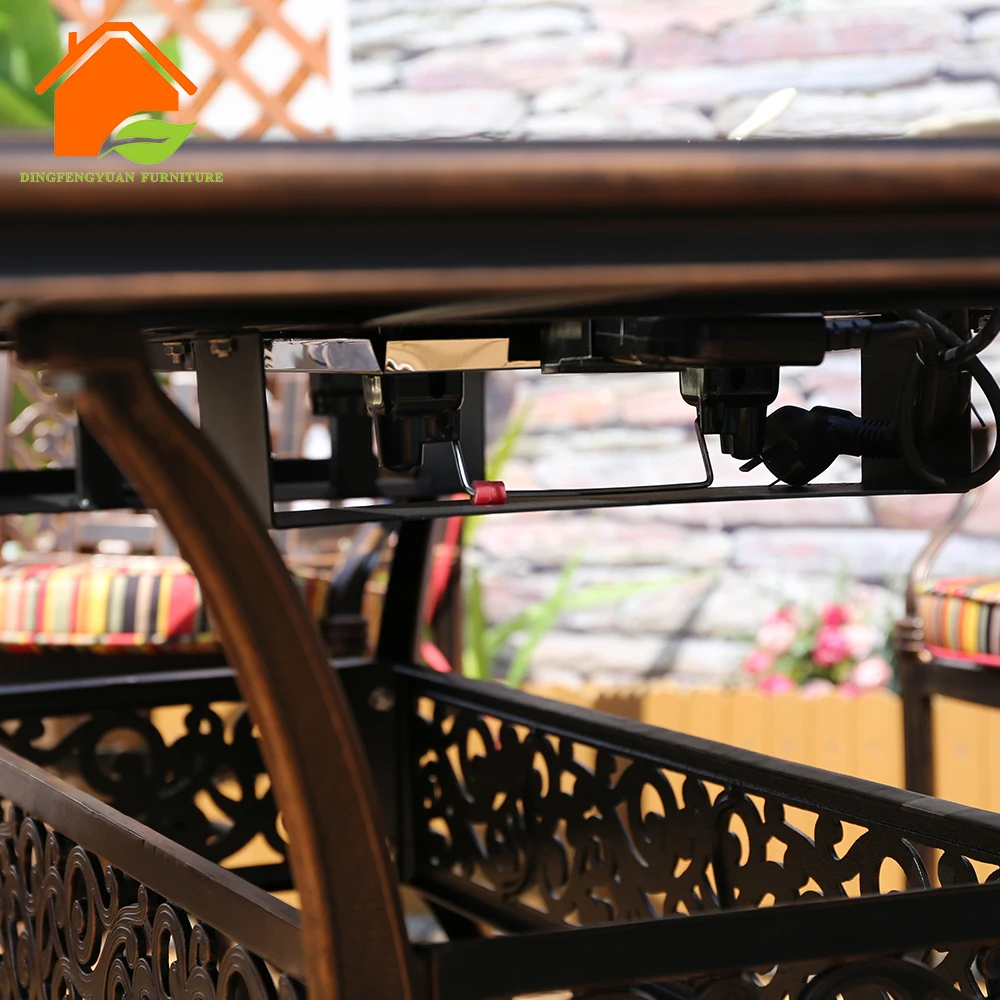 Garden Dining Table . Outdoor Cast Aluminum Barbecue Table Set Korean BBQ Grill Furniture for Restaurant