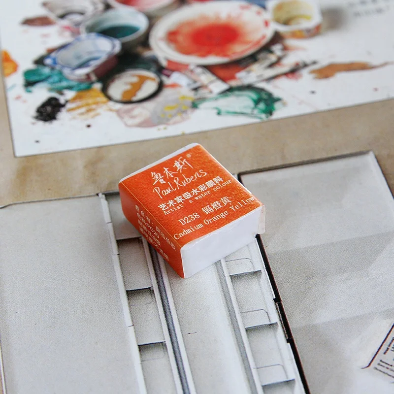 Paul Rubens Solid Watercolor Gouache Paint 1Pc Travel Mini for Beginner and Artist Professional Drawing Art Supplies ABCDE Color