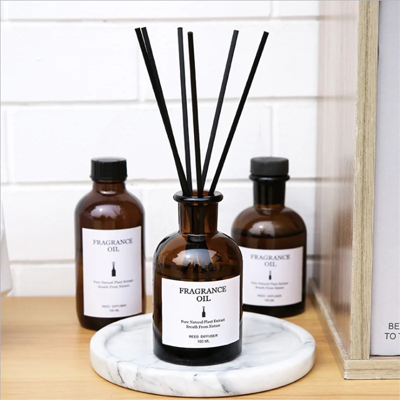 Amazon Hot Selling Wholesale Custom Logo Home Decor Empty Essential Oil Amber Reed Diffuser Bottle