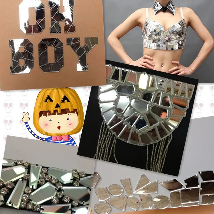 OLeeya High Shiny Over 35 Colors Silver Strass Flat Back Acrylic Mirror Sew on Rhinestones With Holes for Dancing Clothes