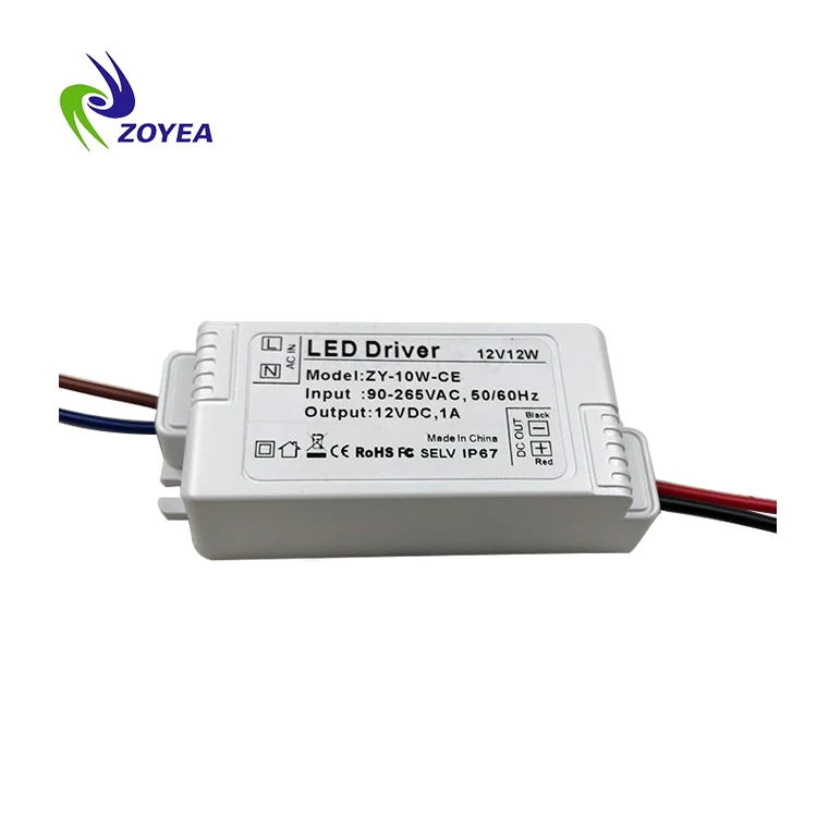 China factory price new design IP67 waterproof LED power supply Dc12v 12w Plastic Rectangular shell LED Lighting Driver
