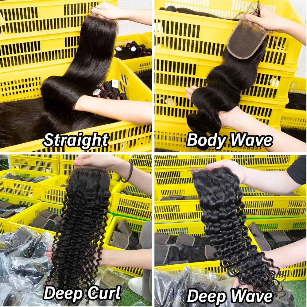 GS 4*4 5*5 6*6 Lace Closure Free/Middle/Three Part Swiss Lace Medium Brown Lace Color Closures Remy Brazilian Hair Vendors