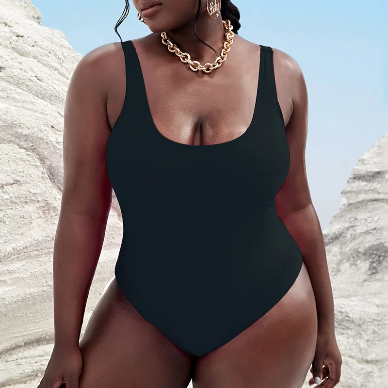 Retro Swimsuit Women Swim Wear Female Vintage Monokini Bodysuit 2023 One Piece Plain Black Pink Plus Size Womens Swimwear